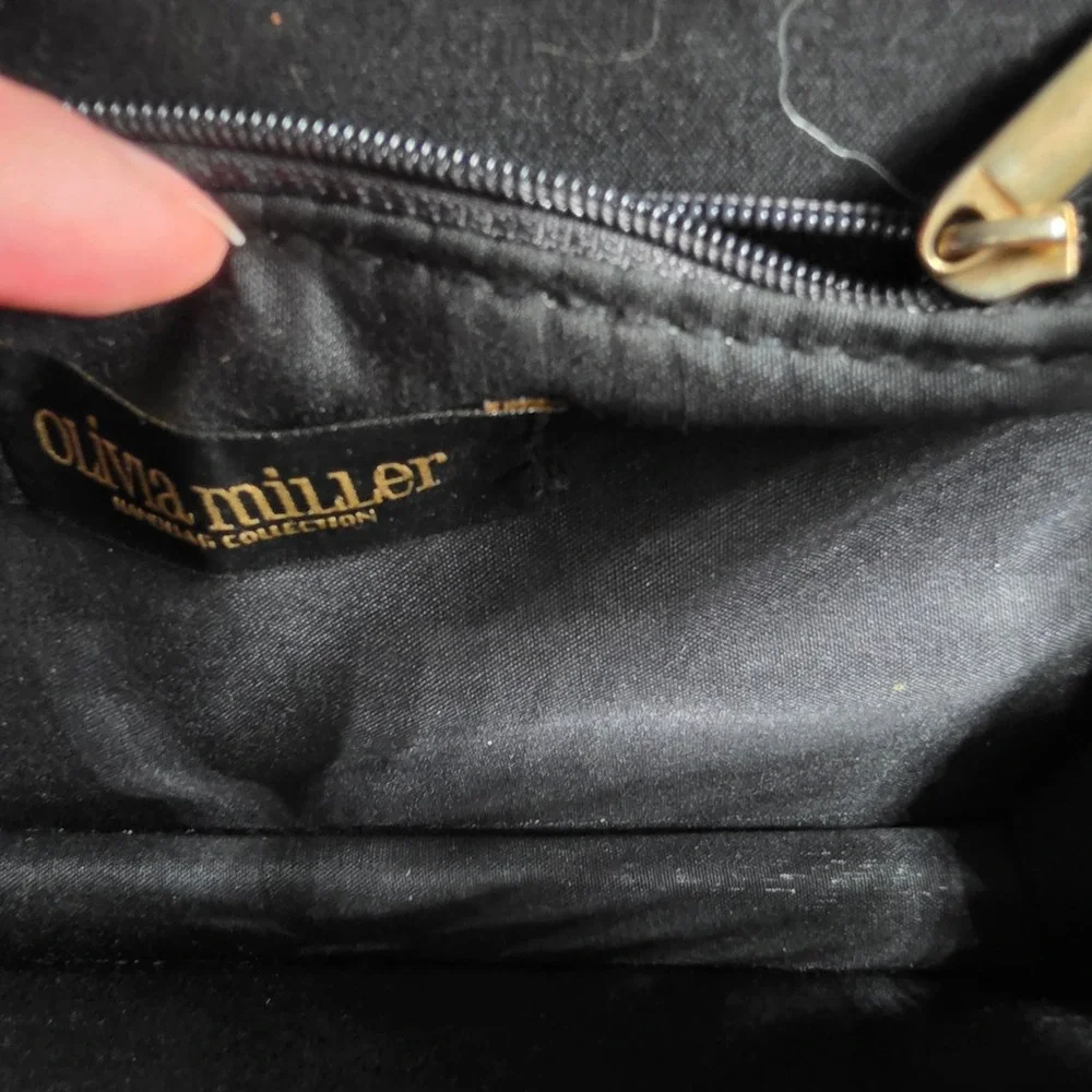 Olivia Miller Black Velvet Jeweled‎ Bee Crossbody Bag Gold Glitter Studded Purse